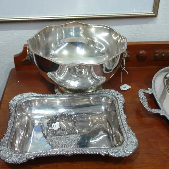 EP ON COPPER PUNCH BOWL & VEG DISH