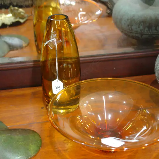 2 ART STUDIO GLASS ( VASE & DISH )