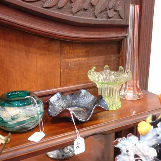 4X  COLOURED GLASS VASES