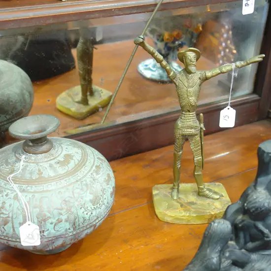 BRASS VASE & BRASS FIG.