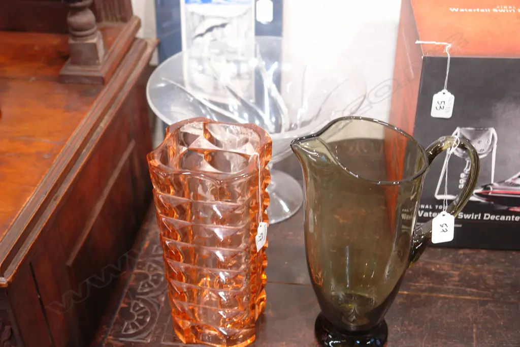 GLASS COMPORT JUG & VASE Image 1++