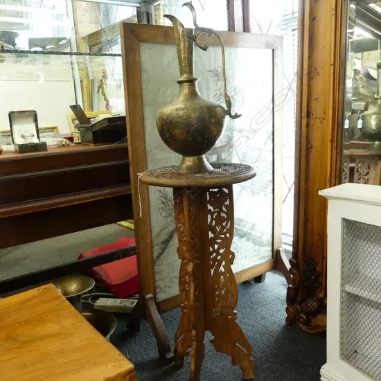 INDIAN FOLDING TABLE & BRASS URE