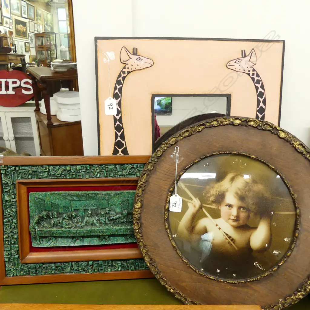 MIRROR CUPID PIC & LAST SUPPER PLAQUE Image 1++