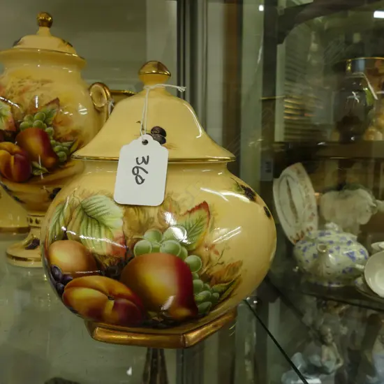 AYNSLEY  'ORCHARD GOLD' LIDDED POT HEXAGONAL