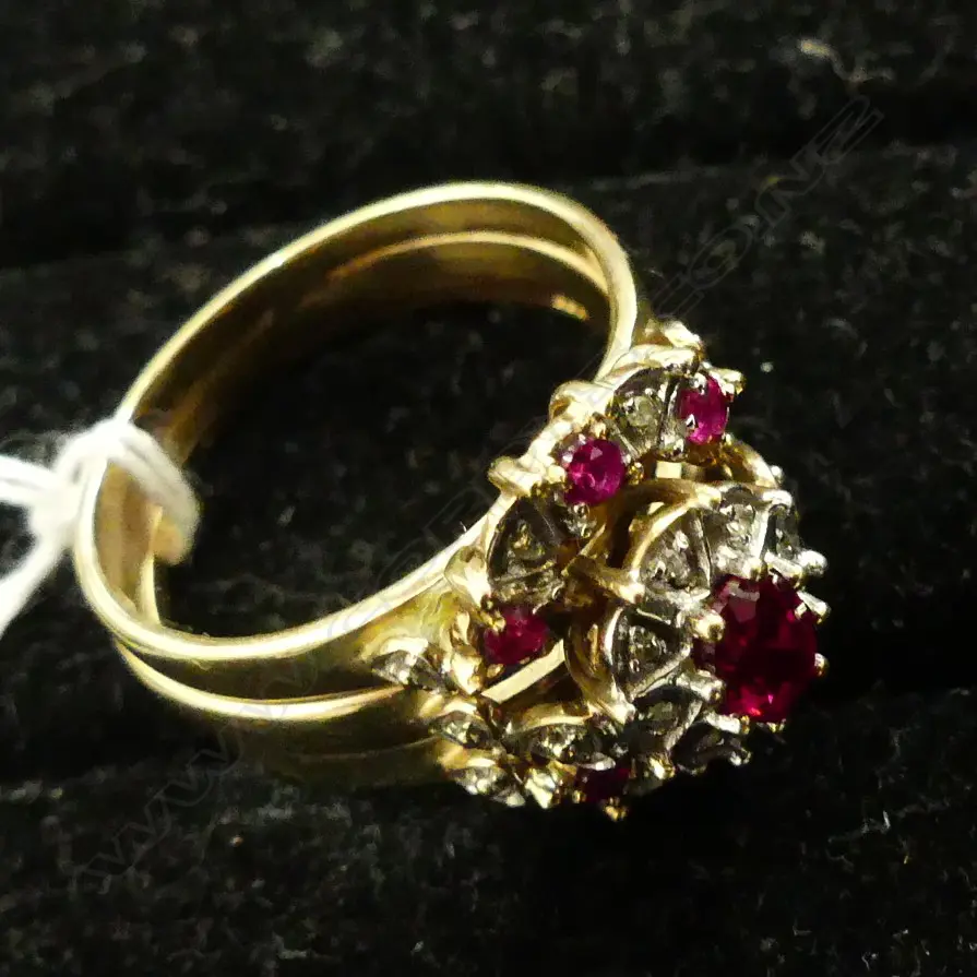 9CT GOLD & RUBY RING SET (5669) AF Image 1++