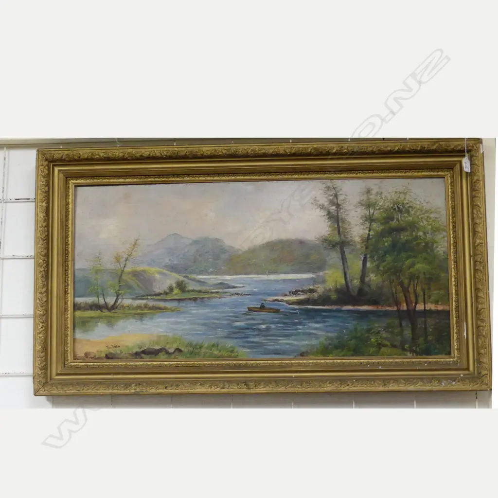 OIL ON BOARD  RIVER SCENE SIGNED  DREW Image 1++