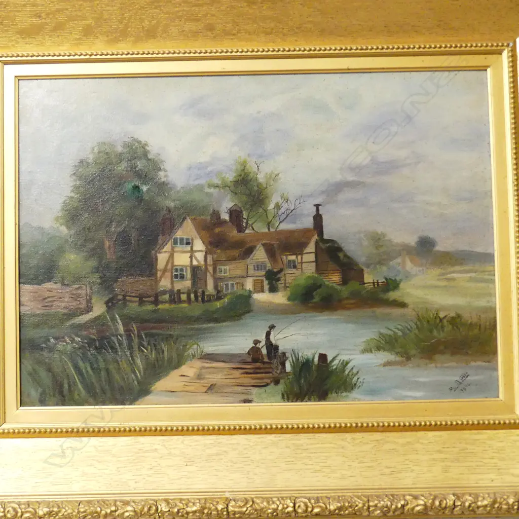 OIL ON CANVAS  RIVER SCENE SIGNED GIBB Image 1++