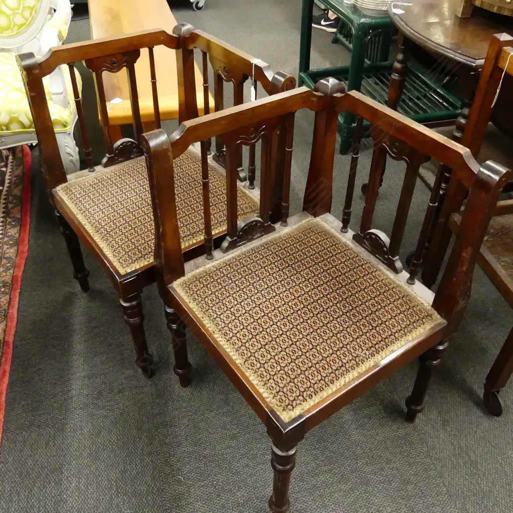 2 EDWARDIAN CORNER CHAIRS Image 1++