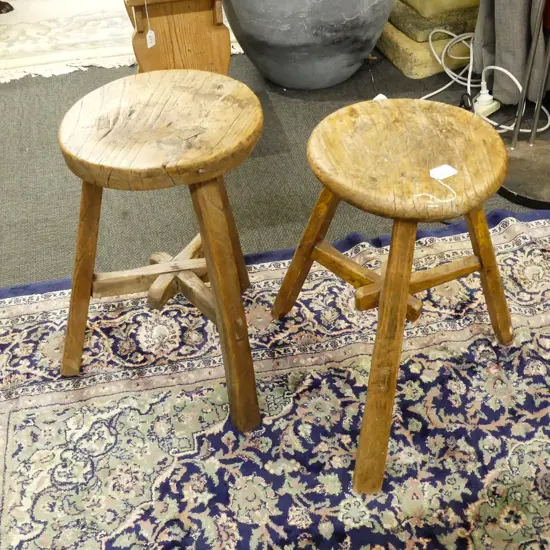 2 ELM PEG STOOLS