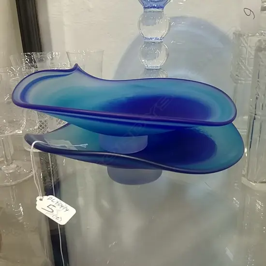 TWO DE FLUTE ART GLASS BOWLS