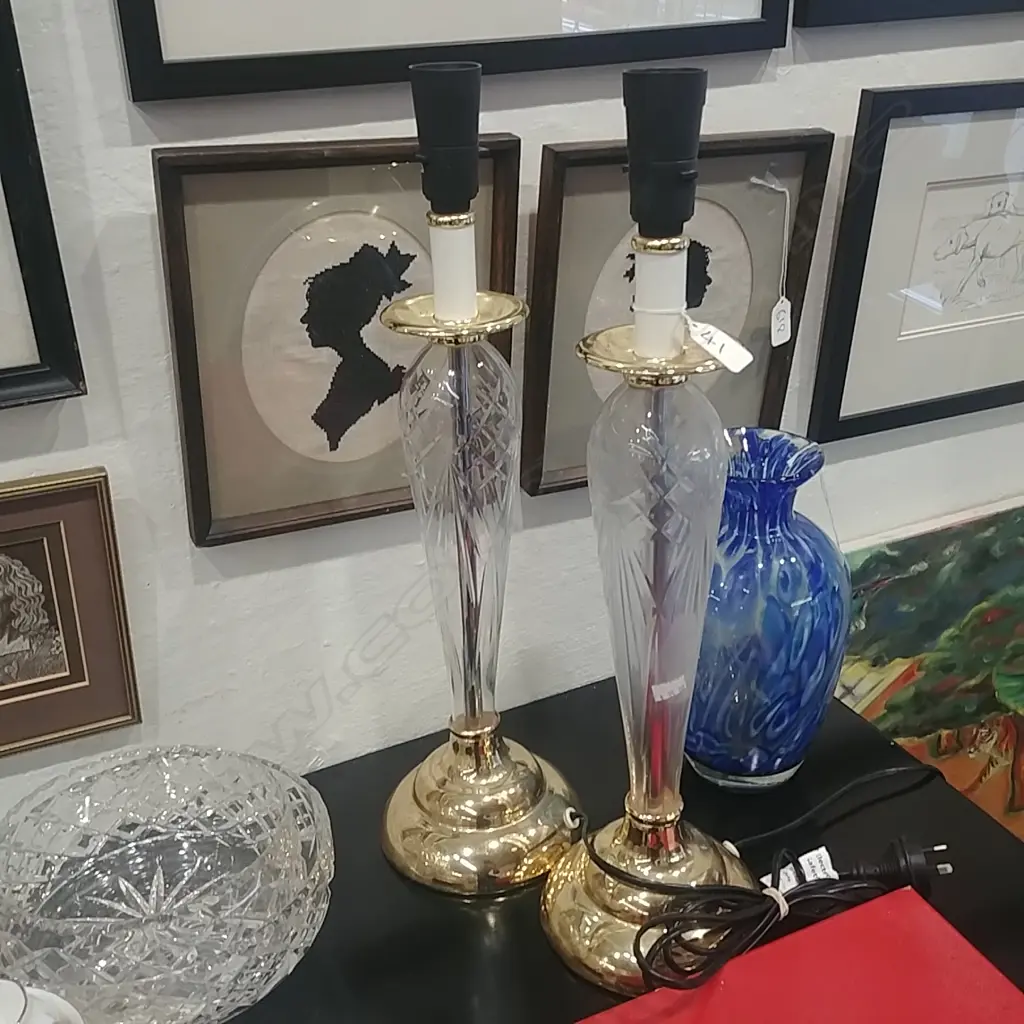 PR BRASS & GLASS TABLE LAMPS Image 1++