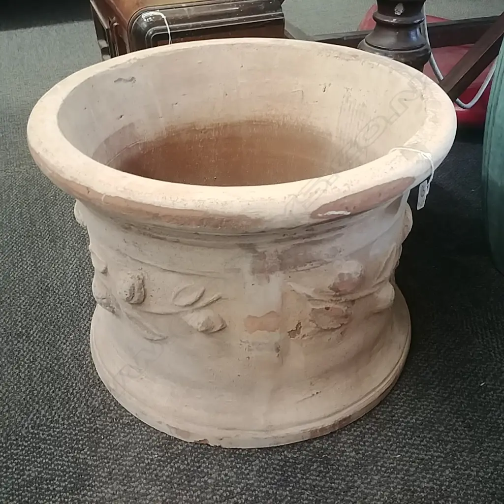 CYLINDER GARDEN POT TERRACOTTA CITRUS DECORATED Image 1++