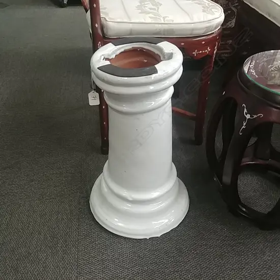 WHITE GLAZED PEDESTAL