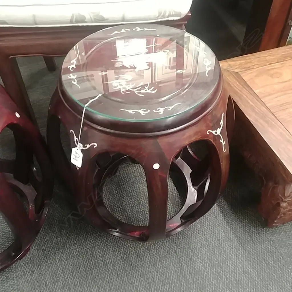 MOP INLAID ROSEWOOD DRUM STOOL Image 1++