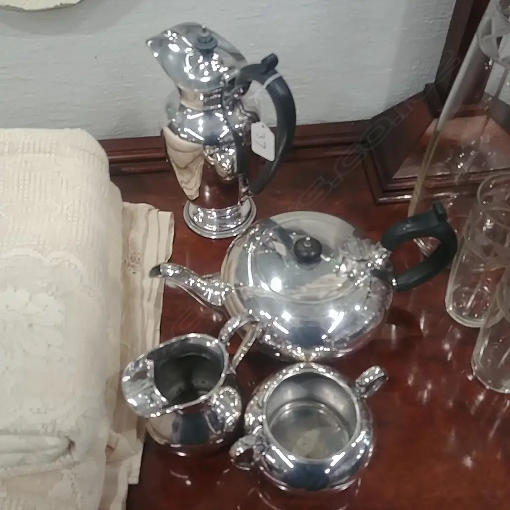 SILVER PLATE TEA SET AND JUG Image 1++