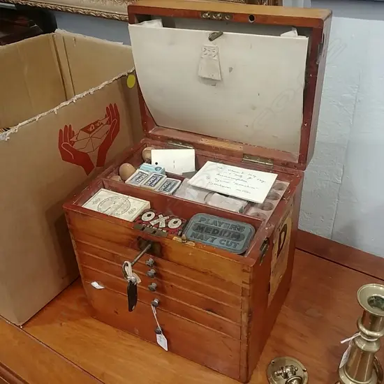 WOODEN DENTAL BOX WITH ASST TOOLS