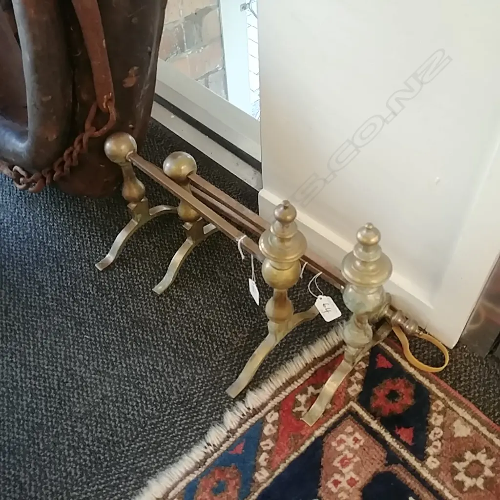 PR BRASS FIREDOGS & POKER Image 1++