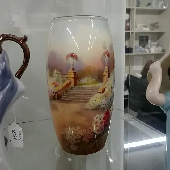 R/DOULTON HAND COLOURED VASE 'THE MOOTED GRANGE