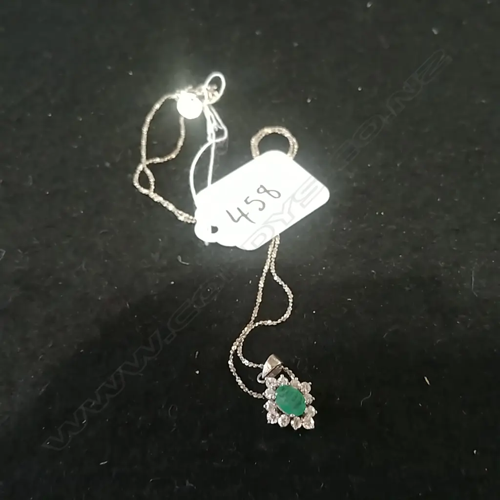 LOW GRADE EMERALD & CZ PENDANT Image 1++