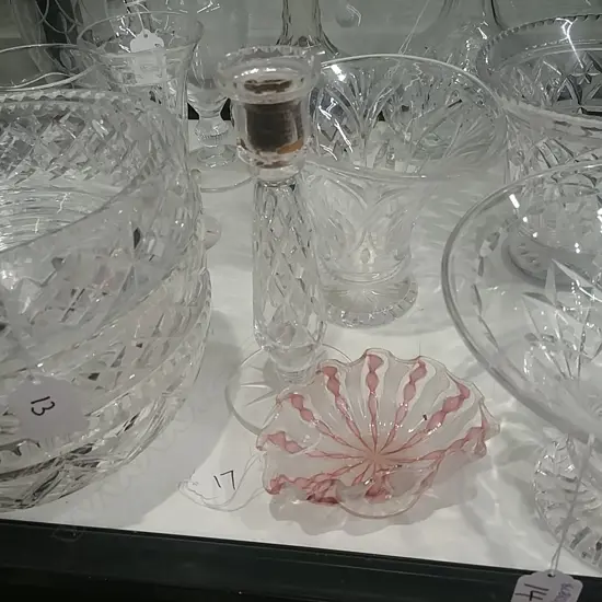 MURANO GLASS VASE & GLASS CANDLESTICK