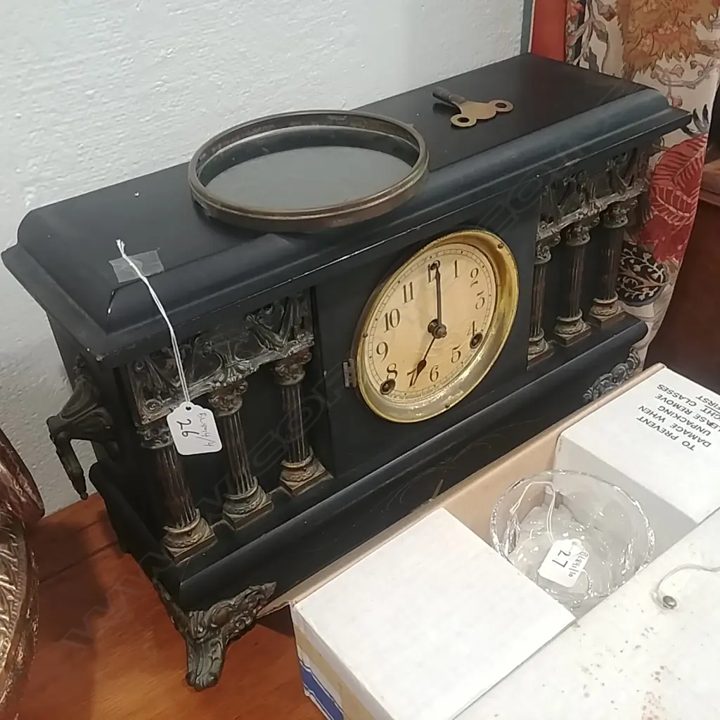 BLACK MANTEL CLOCK BY THE SESSIONS CLOCK CO. Image 1++