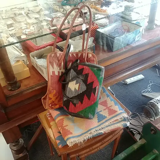 KELIM RUG  + 2 KELIM HANDBAGS