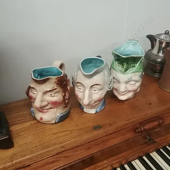 SARREGUEMINES TOBY JUGS x 3
