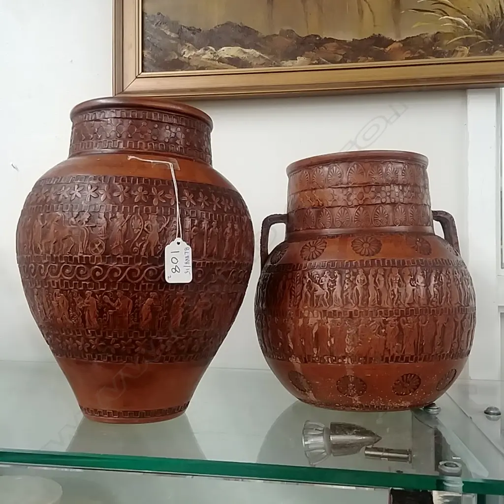 2 GREEK POTTERY VASES Image 1++