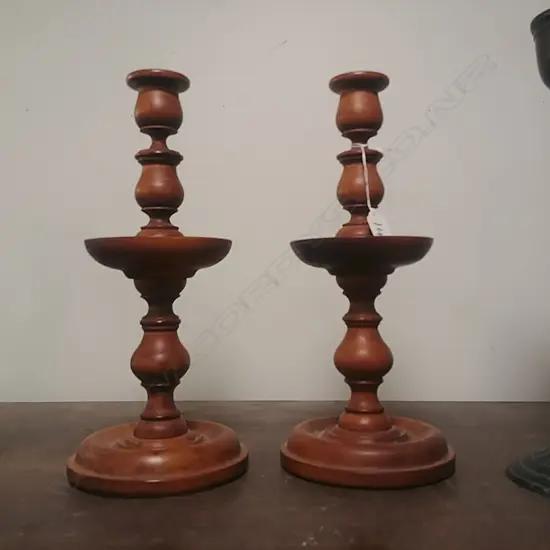 PR OF TURNED WOODEN C/STICKS