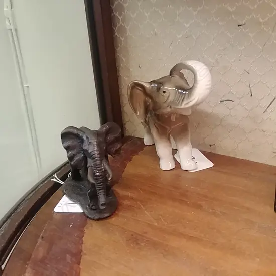 SMALL BRONZE ELEPHANT & DUX ELEPHANT