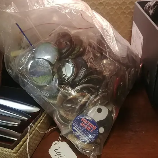 BAG OF BADGES & RINGS
