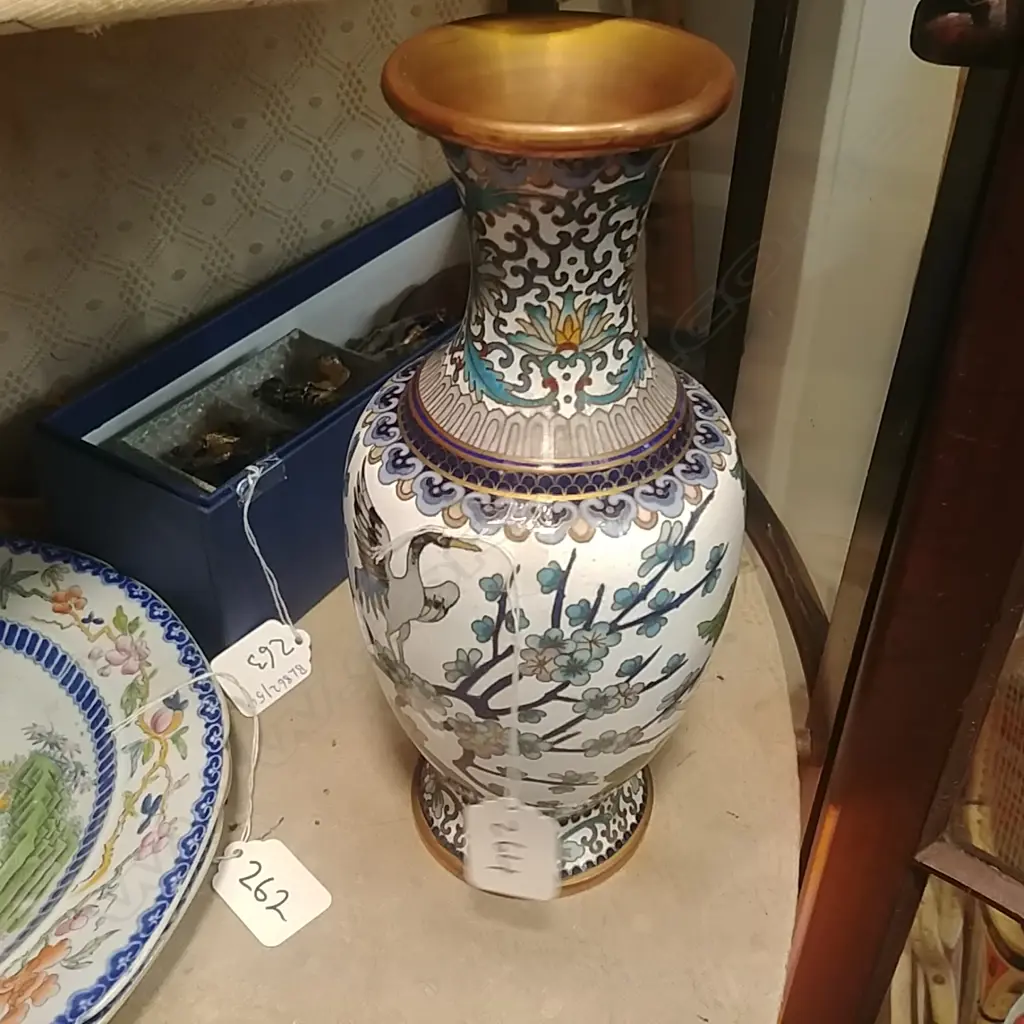 CLOISONE VASE BIRDS & FLOWERS Image 1++