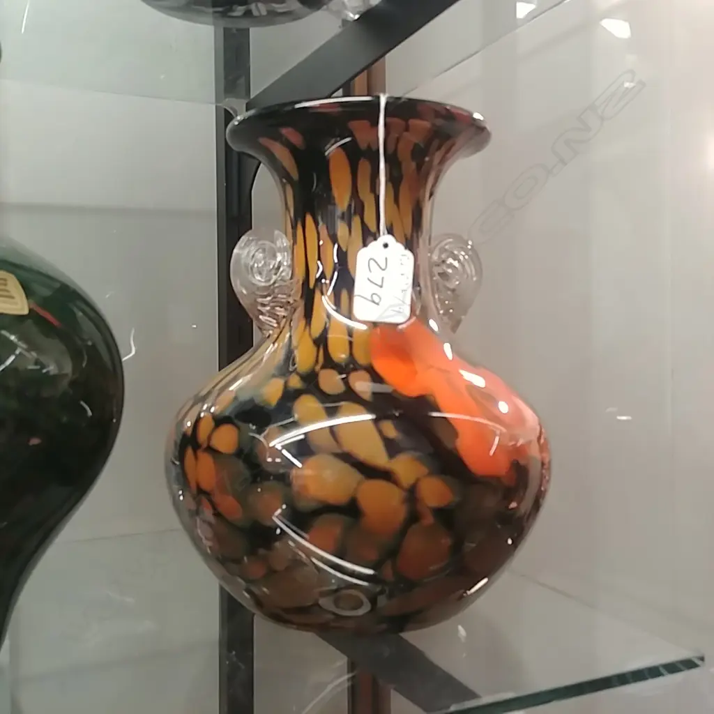 "KAMEI" ART GLASS, BLACK/ORANGE 431-50 Image 1++