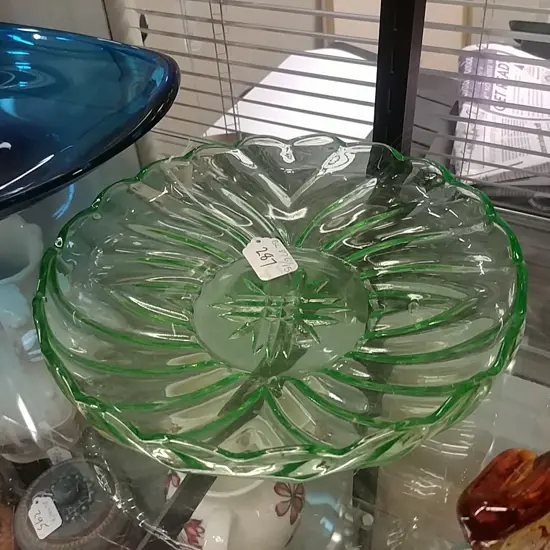 GREEN GLASS DISH
