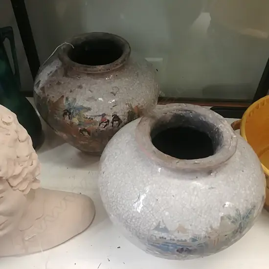 PR OF ORIENTAL CRACKLE GLAZE VASES
