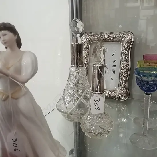 2 SILVER MOUNTED CRYSTAL SCENT BOTTLES