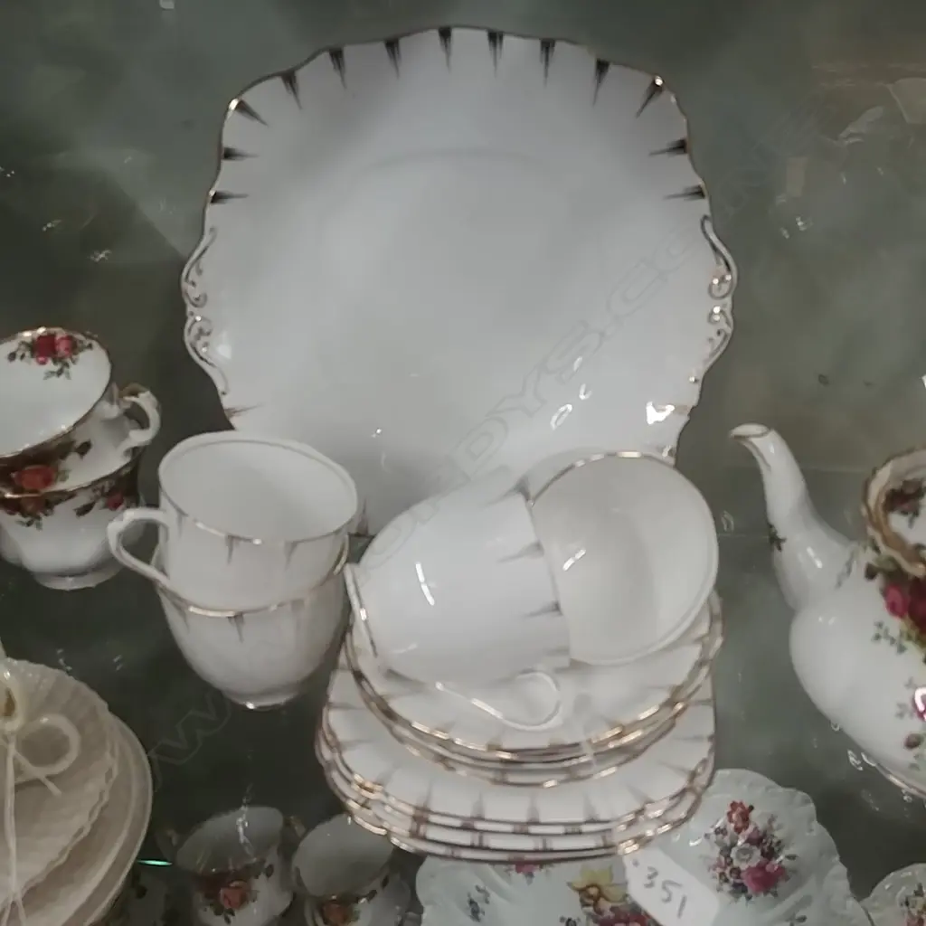 R.A BONE CHINA TRIOS X 3 +C/PLATE Image 1++