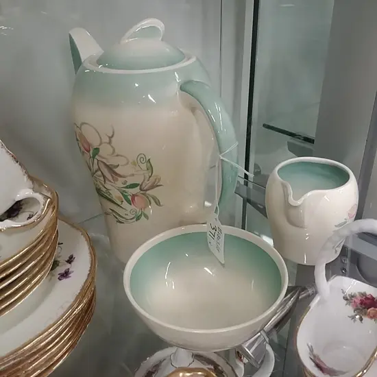 SUZIE COPPER COFFEE POT + CREAM AND SUGAR