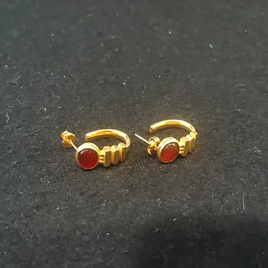 1 PR OF GOLD/P CARNELIAN  EARRINGS