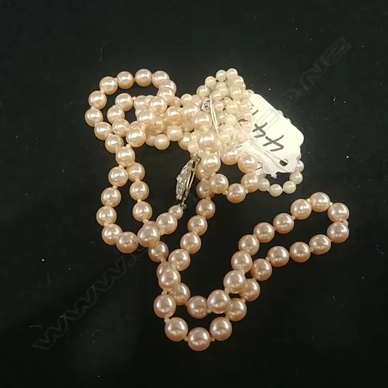 CULTURED PEARL NECKLACE AND ONE OTHER