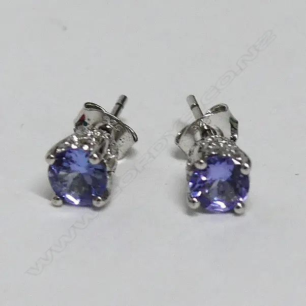 PR TANZANITE SILVER RHODIUM PLATED EARRINGS SET Image 1++