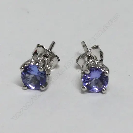 PR TANZANITE SILVER RHODIUM PLATED EARRINGS SET