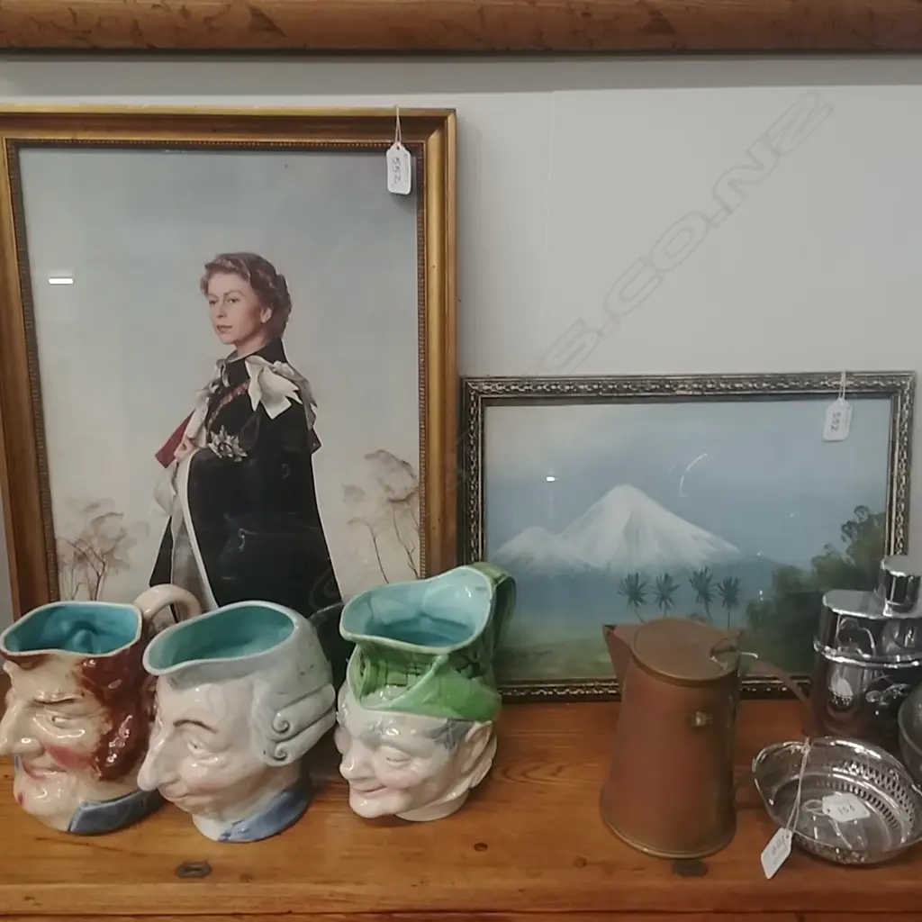 Q/ELIZABETH PRINT & GOUACHE MT TARANAKI Image 1++