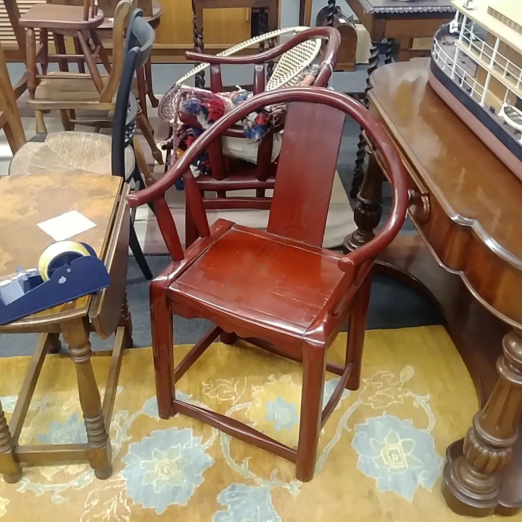 PR OF CHINESE RED LACQUER CHAIRS Image 1++