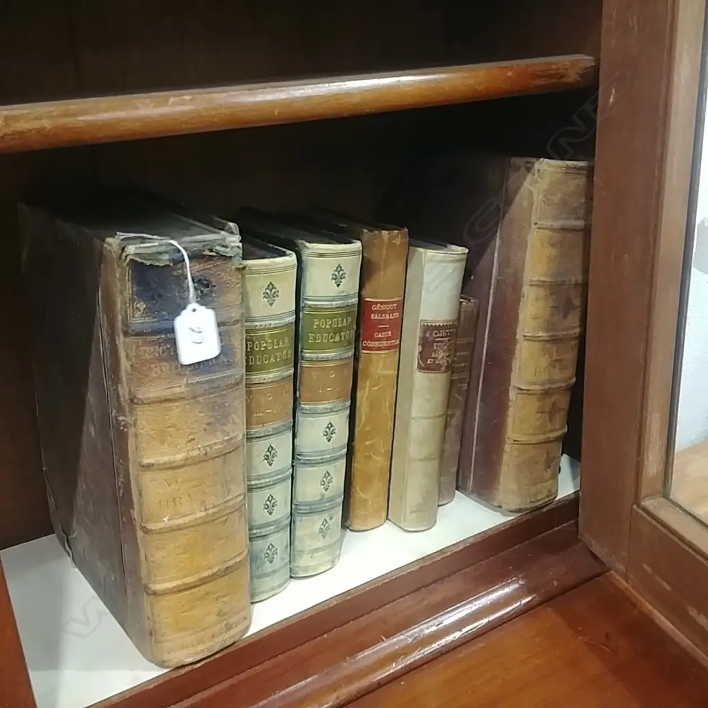 LOT ASST LEATHER BOUND ANTIQUE BOOKS Image 1++