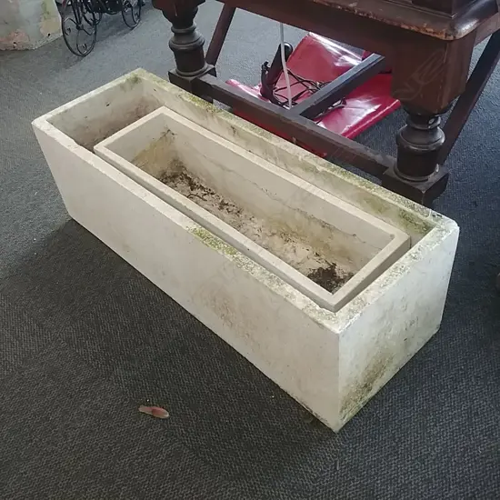 2 MARBLE WHITE PLANTERS