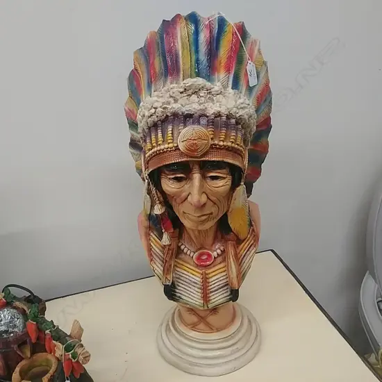 PLASTER BUST OF A RED INDIAN