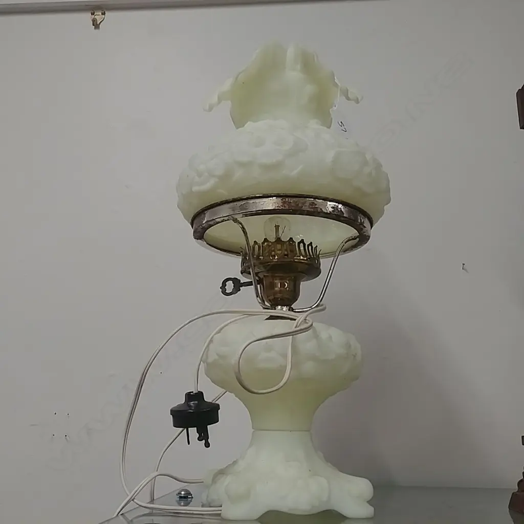 URANIUM GLASS CONVERTED KEROSENE LAMP Image 1++