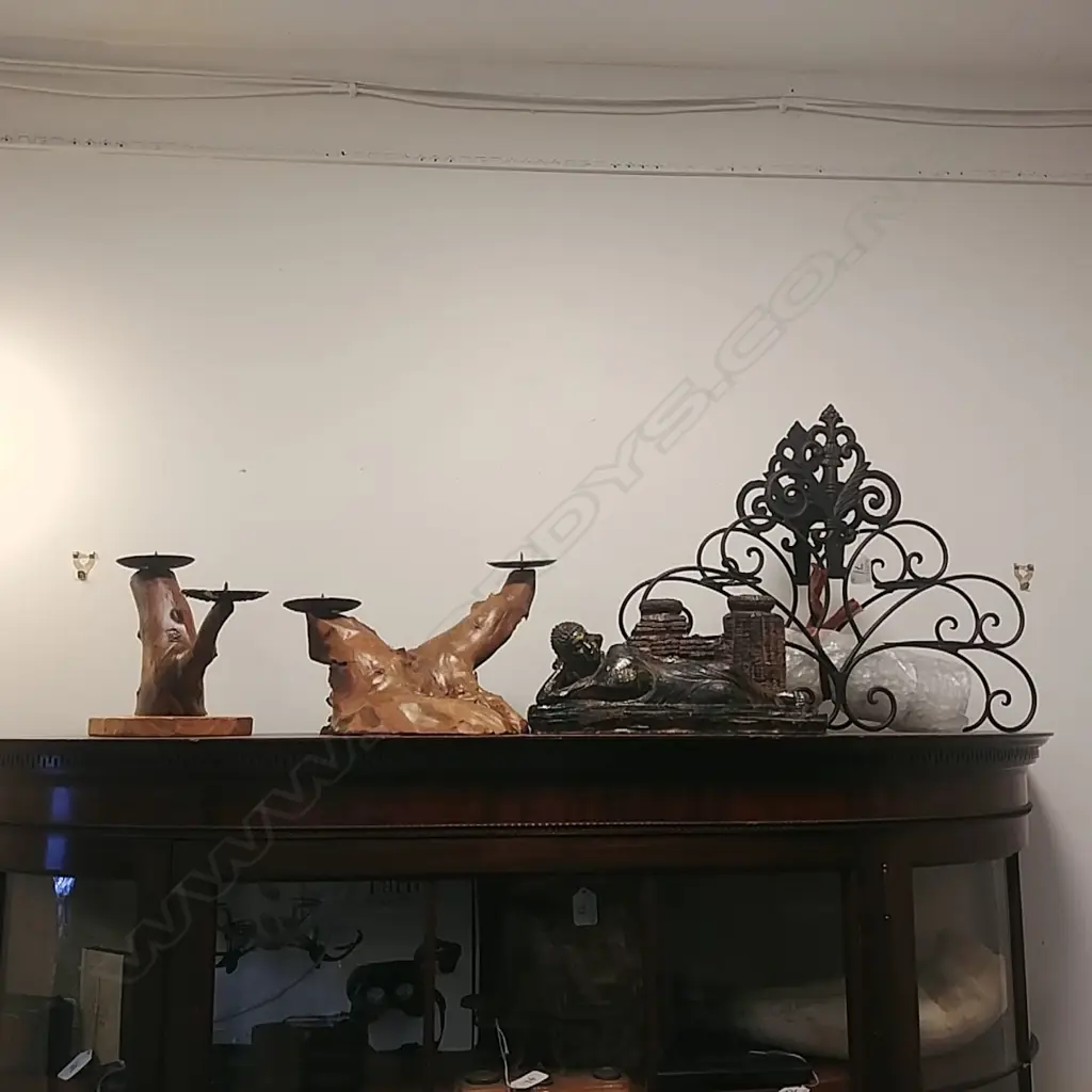 4 CANDLE HOLDERS - WOOD ETC Image 1++