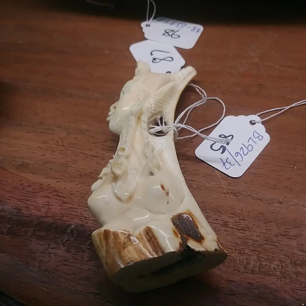 IVORY CARVED FIGURE AFRICAN WOMAN Image 1++